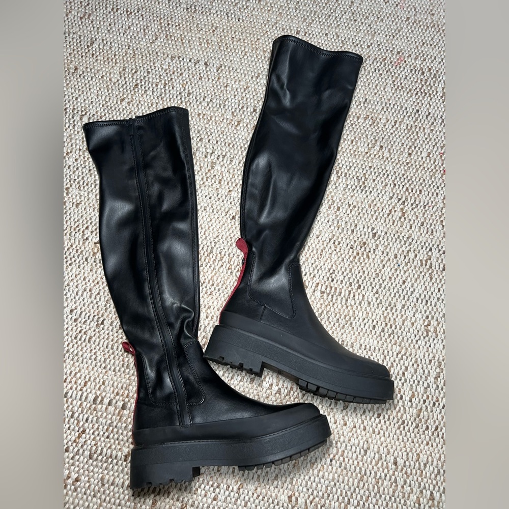 Black leather boots